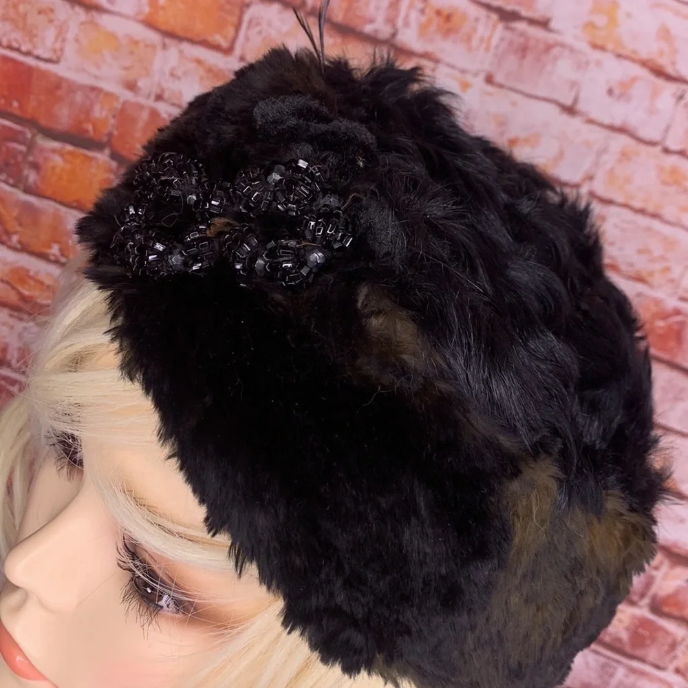 Vintage 50s Two Tone Mink Pillbox Hat - Picture 3 of 10